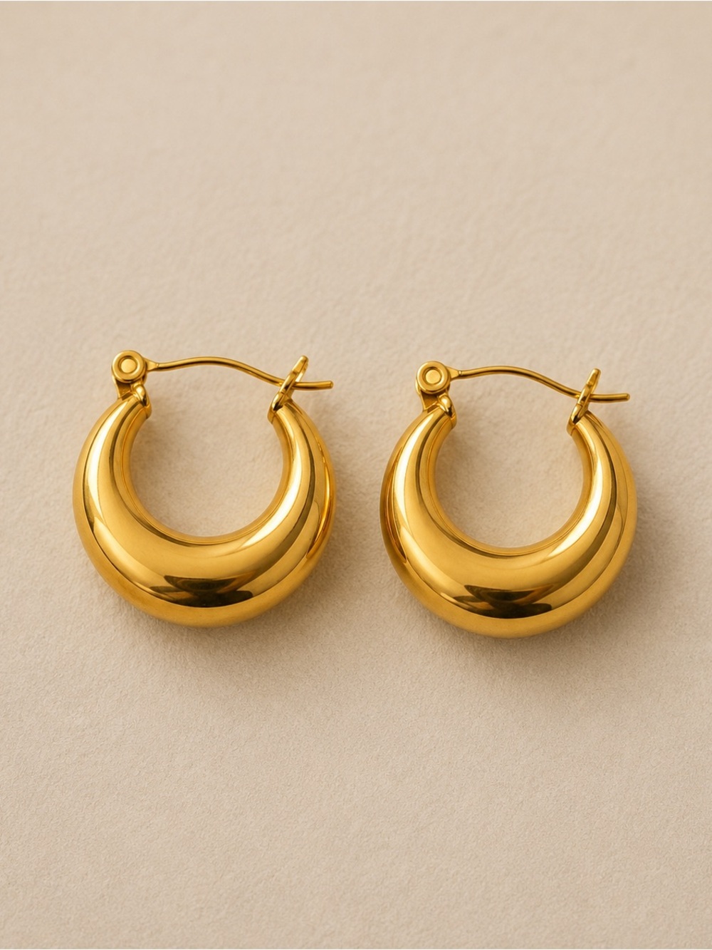 Gold Chunky Crescent Hoop Earrings - Women Jewelry